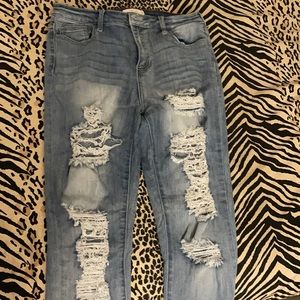Distressed Blue Jeans